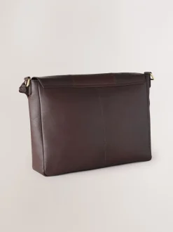 Tassen*Next - Signature leren messenger-tas Bruin