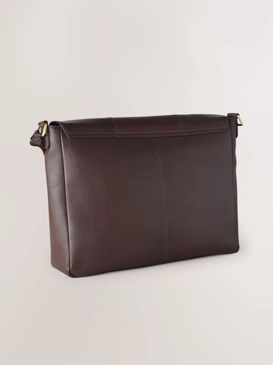 Tassen*Next - Signature leren messenger-tas Bruin