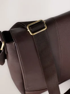 Tassen*Next - Signature leren messenger-tas Bruin