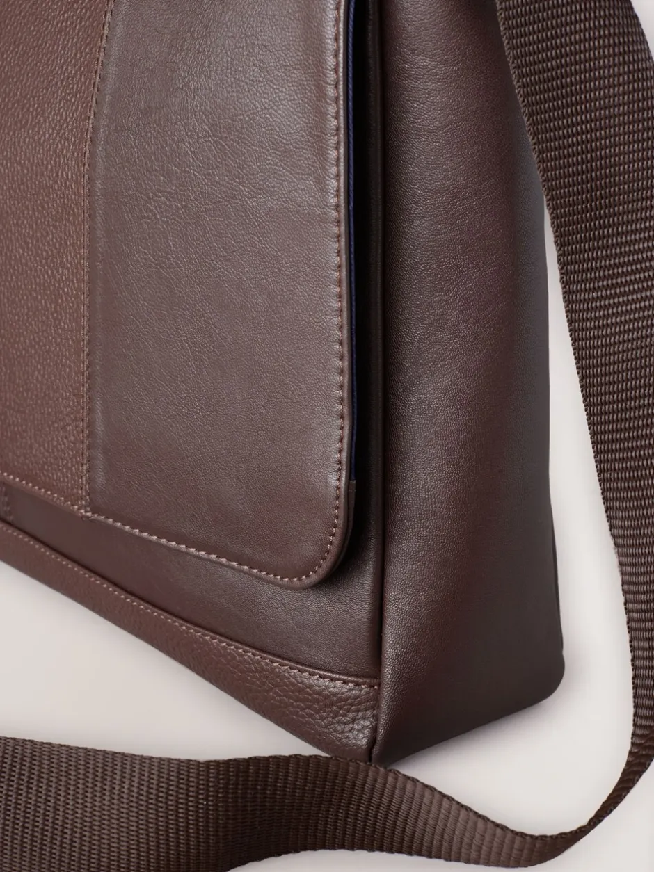 Tassen*Next - Signature leren messenger-tas Bruin