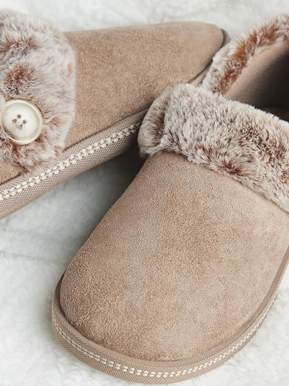 Pantoffels*Skechers - comfortabele Campfire Fresh Toast damespantoffels Bruin