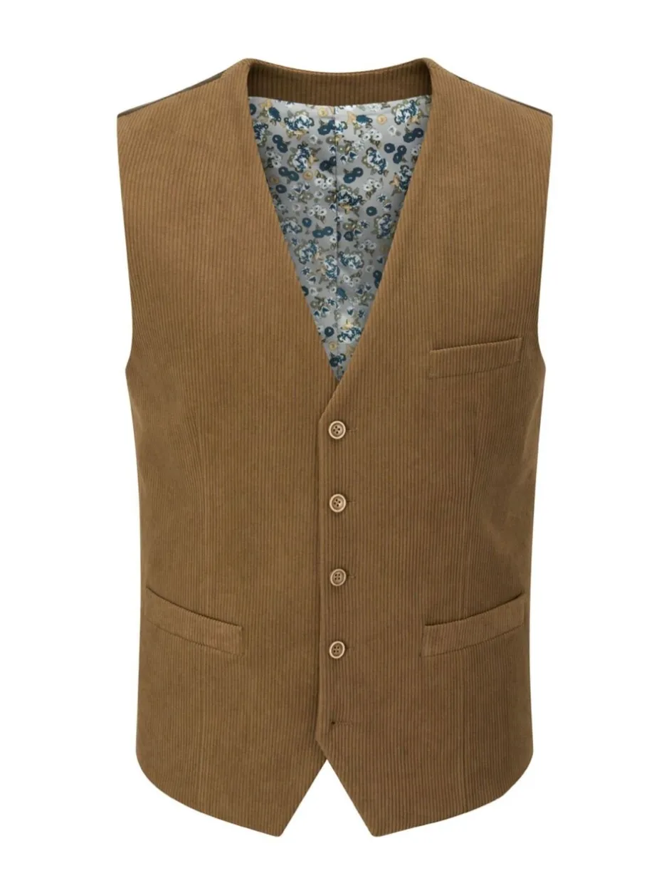 Vesten|Skopes - Dorsey Suit Corduroy Waistcoat Bruin