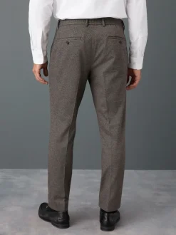 Formele Broek|Broeken En Chino's*Next - Slim fit getextureerde broek met elastische achterkant en stretchy Bruin