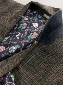 Blazers En Business-Jasjes|Pakken|Next Bruin - Slim-fit maatgesneden pak met ruiten: colbert