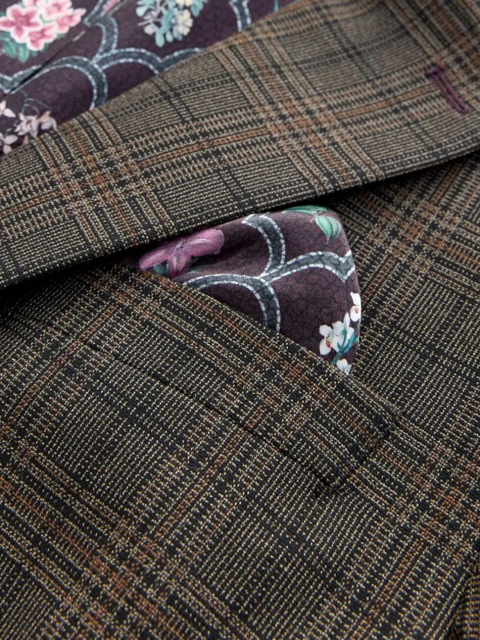 Blazers En Business-Jasjes|Pakken|Next Bruin - Slim-fit maatgesneden pak met ruiten: colbert