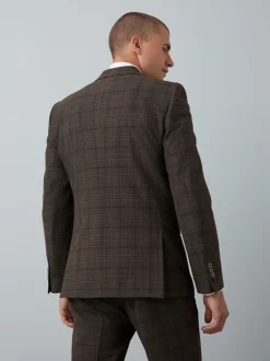 Blazers En Business-Jasjes|Pakken|Next Bruin - Slim-fit maatgesneden pak met ruiten: colbert