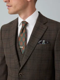 Blazers En Business-Jasjes|Pakken|Next Bruin - Slim-fit maatgesneden pak met ruiten: colbert