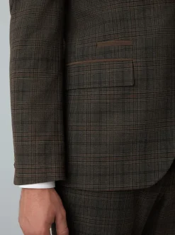 Blazers En Business-Jasjes|Pakken|Next Bruin - Slim-fit maatgesneden pak met ruiten: colbert