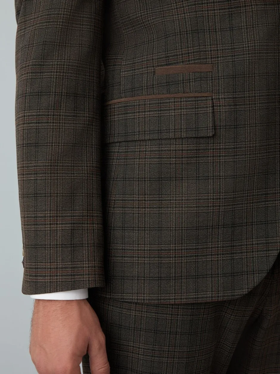 Blazers En Business-Jasjes|Pakken|Next Bruin - Slim-fit maatgesneden pak met ruiten: colbert