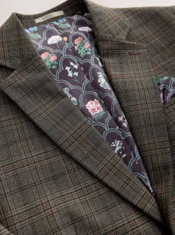 Blazers En Business-Jasjes|Pakken|Next Bruin - Slim-fit maatgesneden pak met ruiten: colbert