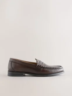 Schoenen|Formele Schoenen*Next - Standaard pasvorm - Leren Penny instappers Bruin