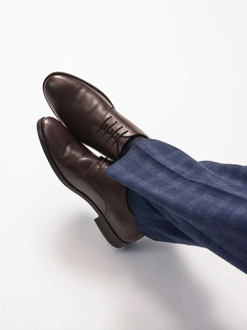 Schoenen|Formele Schoenen|Next - Standaard pasvorm - Egaal leren derbyschoenen Bruin