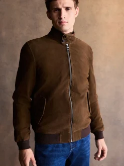 Jassen En Jacks|Next Bruin - Suede Harrington Jacket