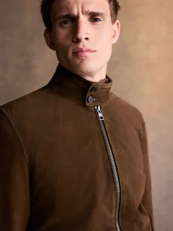 Jassen En Jacks|Next Bruin - Suede Harrington Jacket