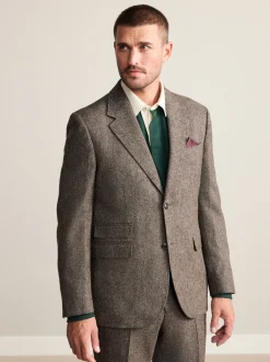 Blazers En Business-Jasjes|Pakken*Next - Tailored Fit Signature Abraham Moon 100% British Wool Donegal Suit Jacket Bruin