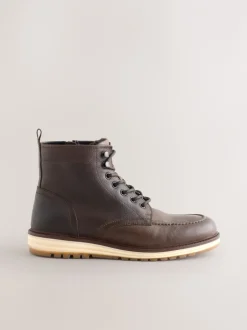 Boots|Next - Tall Leather Apron Toe Boots Bruin