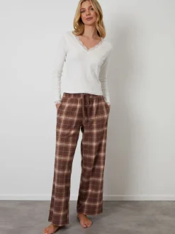 Pyjama's|Loungewear|Threadbare - - Katoenen pyjama met lange mouwen Bruin