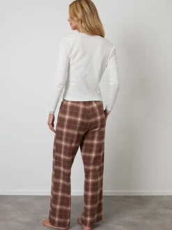 Pyjama's|Loungewear|Threadbare - - Katoenen pyjama met lange mouwen Bruin