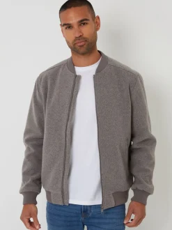 Blazers En Business-Jasjes|Jassen En Jacks*Threadbare - Faux Wool Brushed Bomber Jacket Bruin