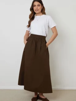 Rokken|Threadbare Bruin - Midi rok met zakken