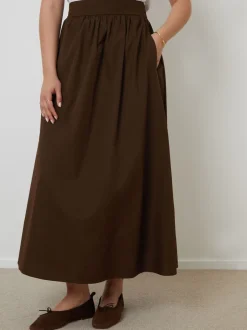 Rokken|Threadbare Bruin - Midi rok met zakken