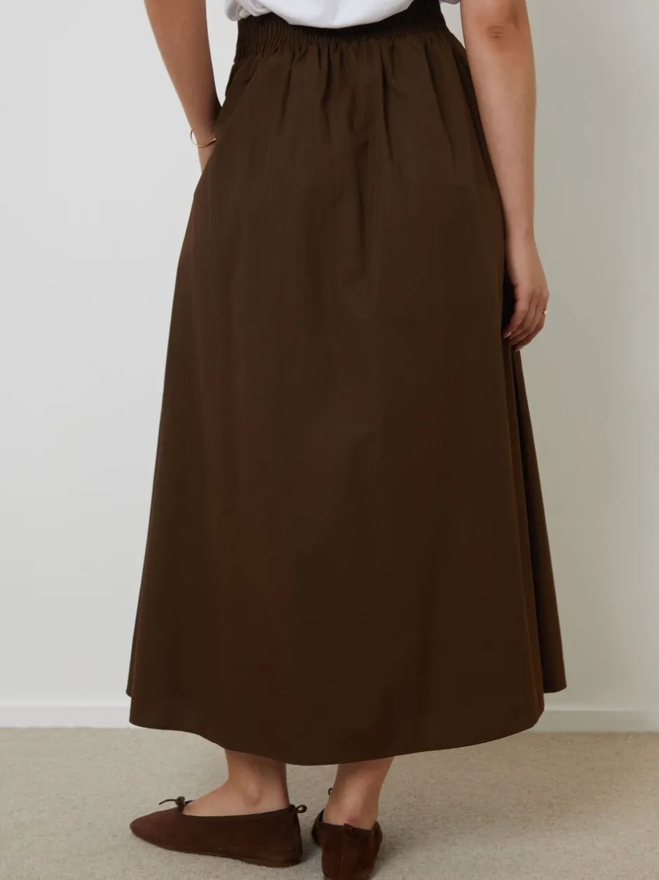 Rokken|Threadbare Bruin - Midi rok met zakken