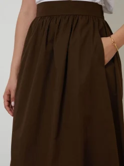 Rokken|Threadbare Bruin - Midi rok met zakken