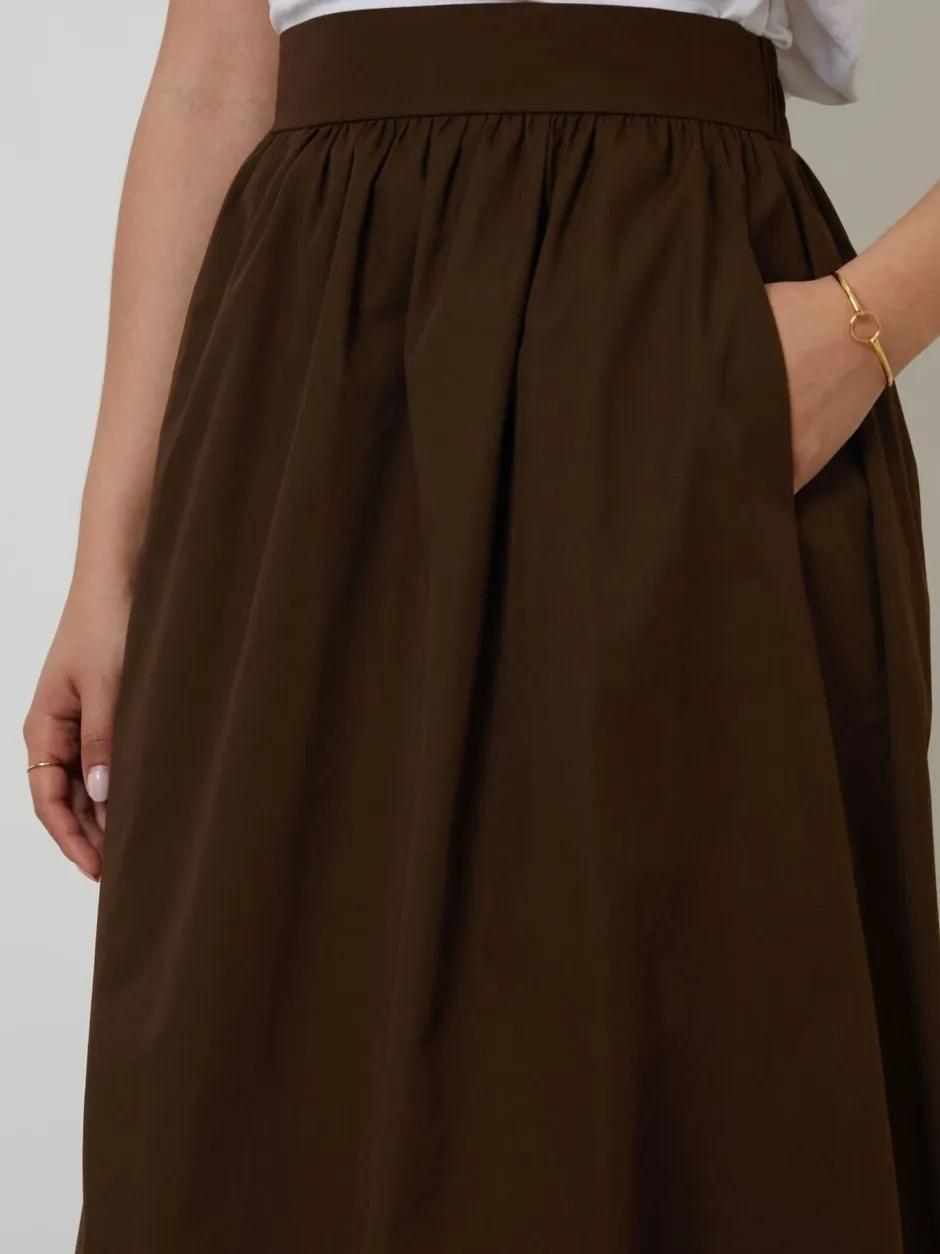 Rokken|Threadbare Bruin - Midi rok met zakken