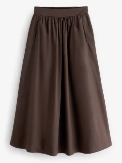 Rokken|Threadbare Bruin - Midi rok met zakken