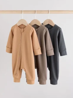 Multipacks|Babypakjes En Babypyjama's*Next Bruin - Two Way Zip Baby Footless Sleepsuits 3 Pack (0mths-3yrs)