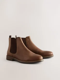 Boots*Next - Wasachtige leren Chelsea Boots Bruin