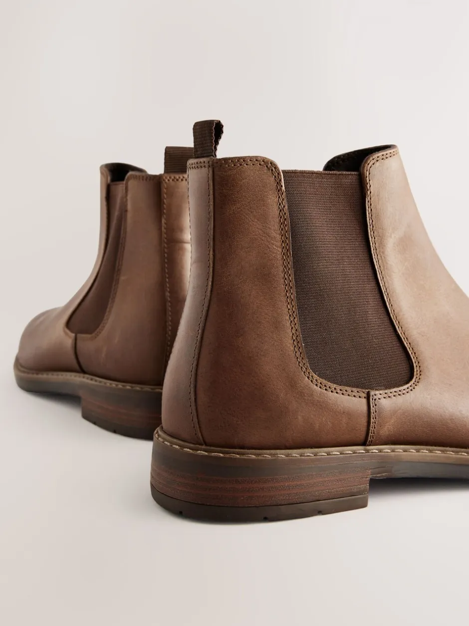 Boots*Next - Wasachtige leren Chelsea Boots Bruin
