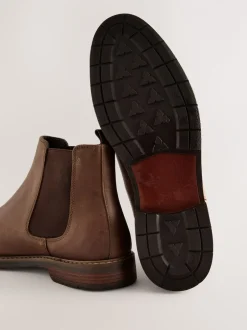 Boots*Next - Wasachtige leren Chelsea Boots Bruin