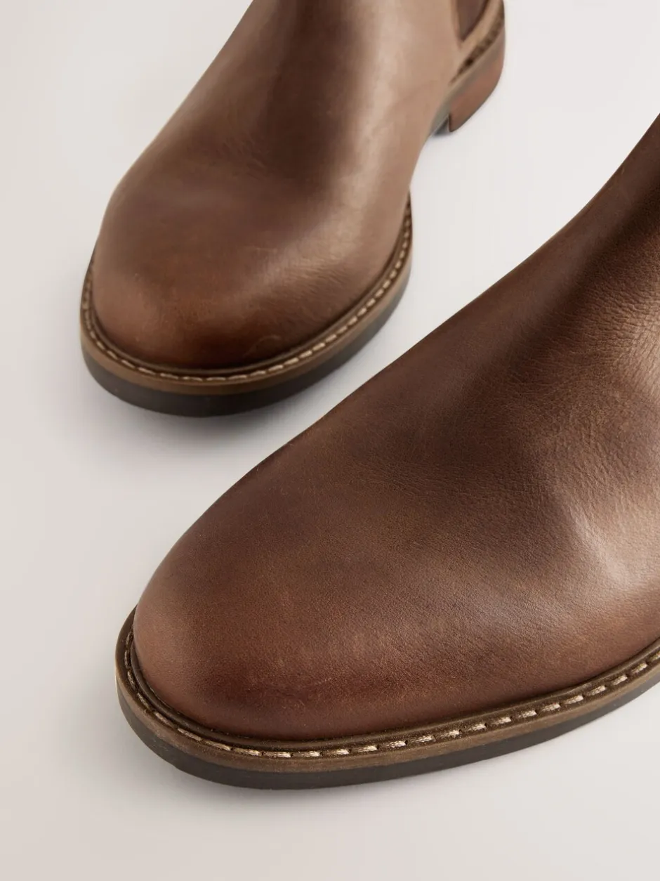 Boots*Next - Wasachtige leren Chelsea Boots Bruin