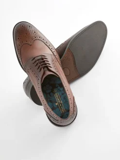 Schoenen|Formele Schoenen|Next - Wijde pasvorm - Leren derby-brogues Bruin