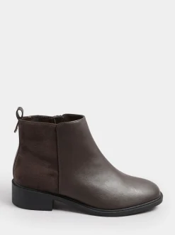 Ruimvallend En Extraruimvallend|Yours Curve - Extra-Wide Fit Metal Trim Ankle Boots Bruin