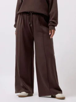 Leggings En Joggingbroeken|Yours Curve - joggingbroek met wijde pijpen Bruin