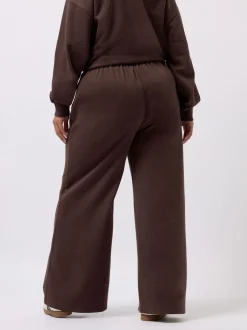 Leggings En Joggingbroeken|Yours Curve - joggingbroek met wijde pijpen Bruin