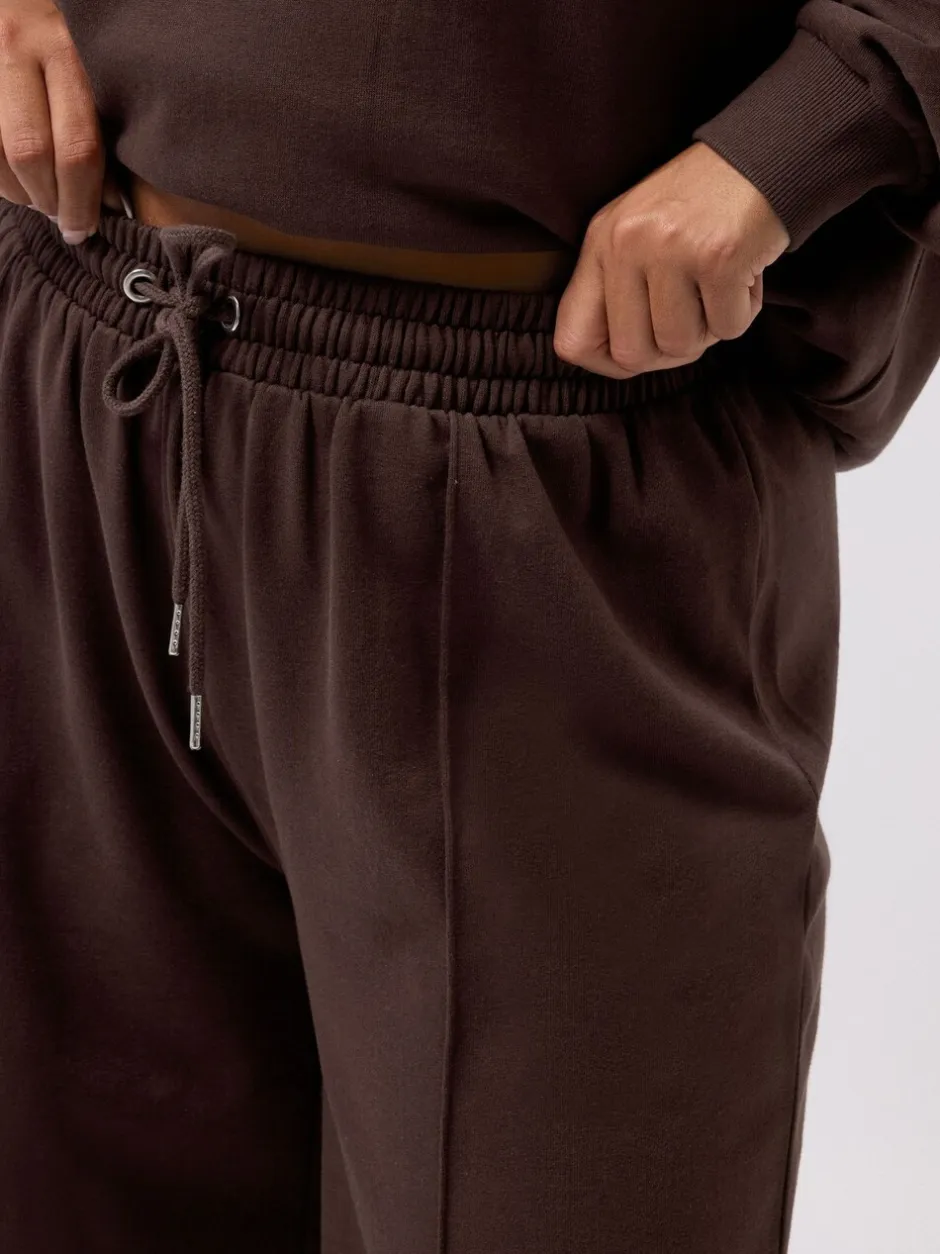 Leggings En Joggingbroeken|Yours Curve - joggingbroek met wijde pijpen Bruin