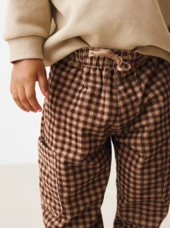 Broeken En Chino's|Next Bruin gingham-ruit - Corduroy broek met wijde pijpen (3mnd-7jr)