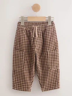 Broeken En Chino's|Next Bruin gingham-ruit - Corduroy broek met wijde pijpen (3mnd-7jr)