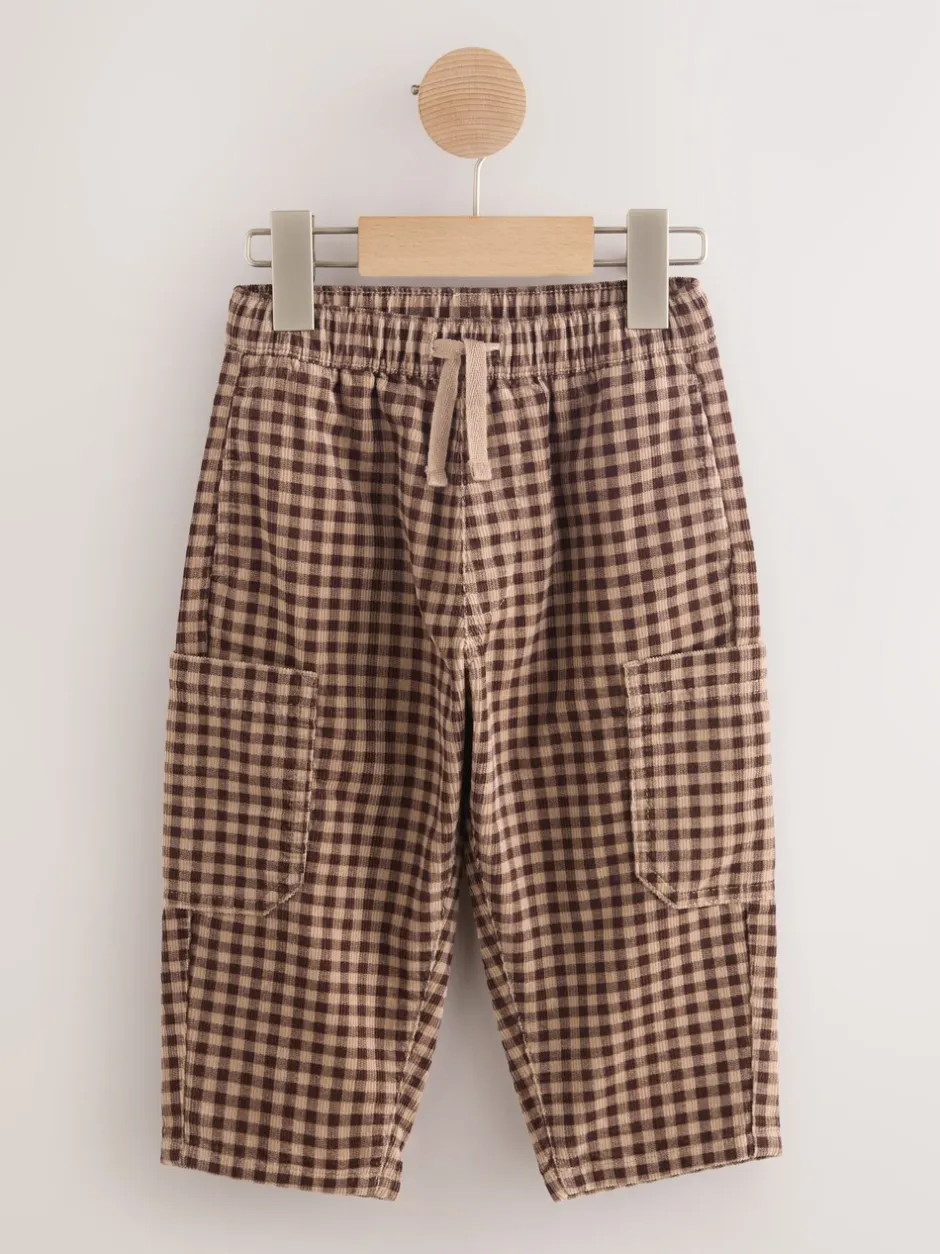 Broeken En Chino's|Next Bruin gingham-ruit - Corduroy broek met wijde pijpen (3mnd-7jr)