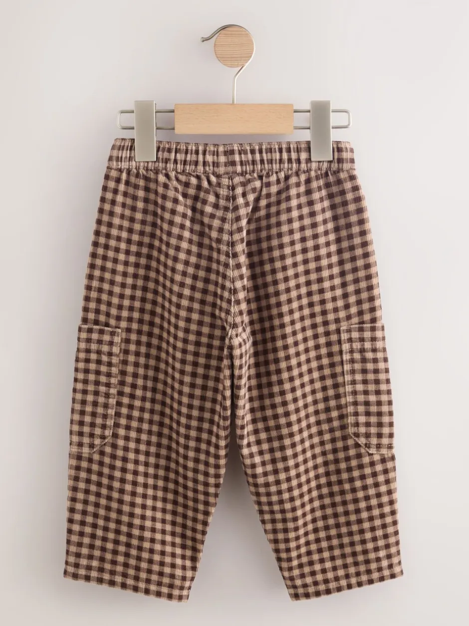 Broeken En Chino's|Next Bruin gingham-ruit - Corduroy broek met wijde pijpen (3mnd-7jr)