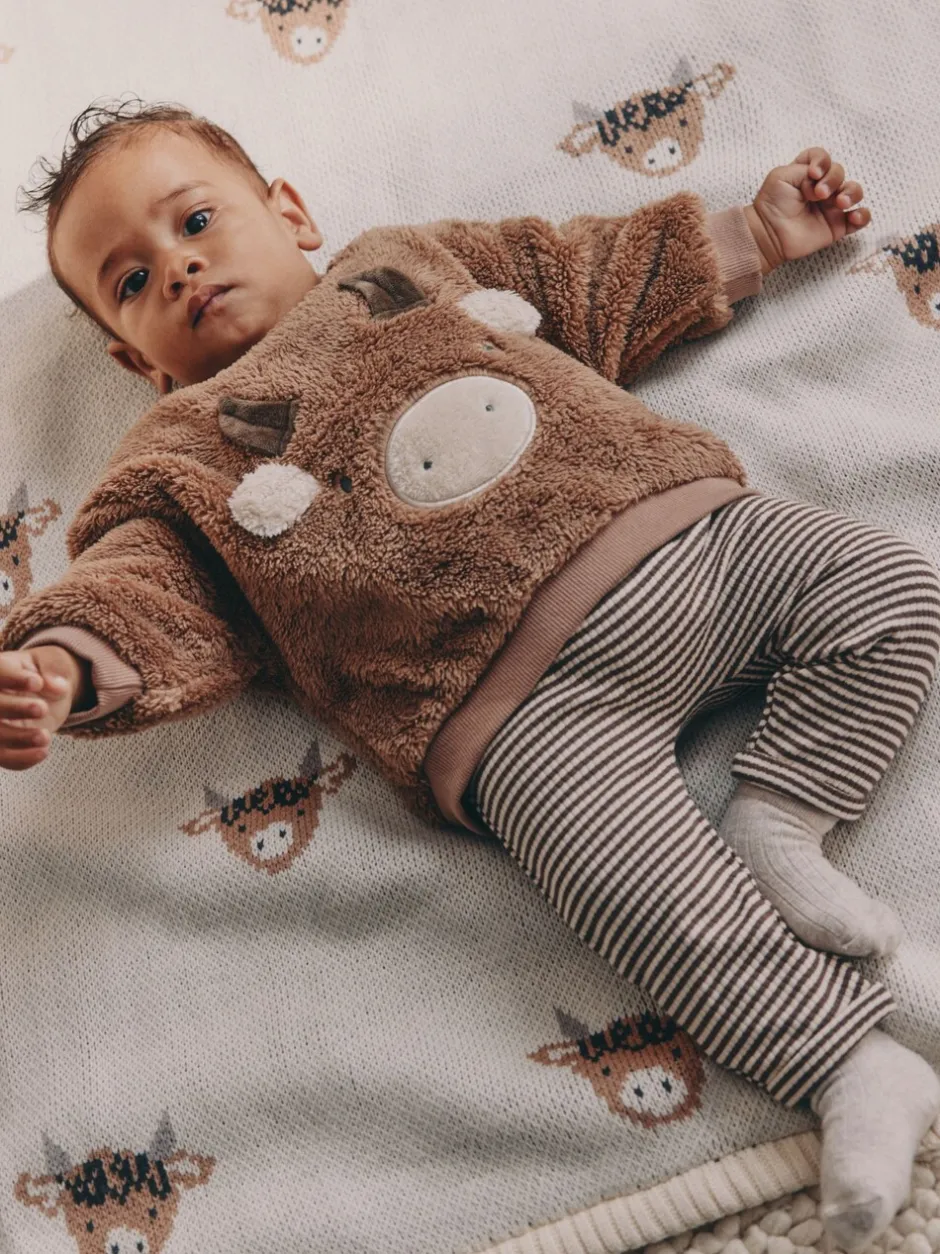 Sweaters En Hoody´S|Sets En Outfits*Next Bruin Hamish - Babyfleece set van sweater en legging (0mnd-2jr)