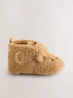 Boots*Next - Baby slofjes met klittenbandsluiting (0-2mnd) Bruin met beer