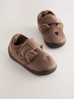 Pantoffels|Nachtkleding En Pyjama's|Next Bruin met beer - Warm gevoerde pantoffels met kuipzool