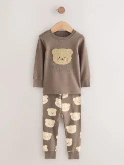 Nachtkleding En Pyjama's|Pyjama's|Next - Verpakking van 3 knusse pyjama's (9 mnd-9 jr) Bruin met beer/Ster