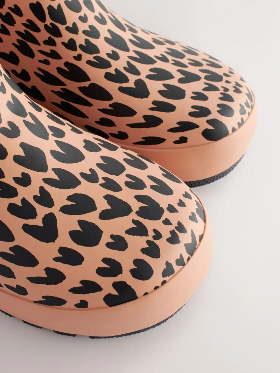 Laarzen|Next - Regenlaarzen met elastische boord Bruin met dierenprint