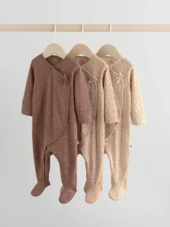 Multipacks|Babypakjes En Babypyjama's|Next Bruin met fijne bloemenprint - Verpakking van 3 babypyjama's (0-2jr)