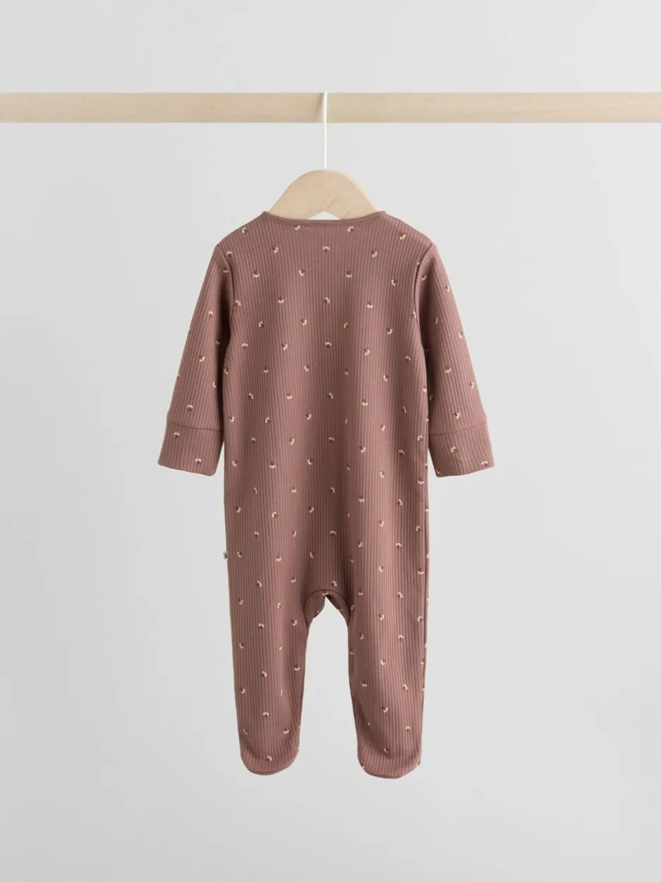 Multipacks|Babypakjes En Babypyjama's|Next Bruin met fijne bloemenprint - Verpakking van 3 babypyjama's (0-2jr)